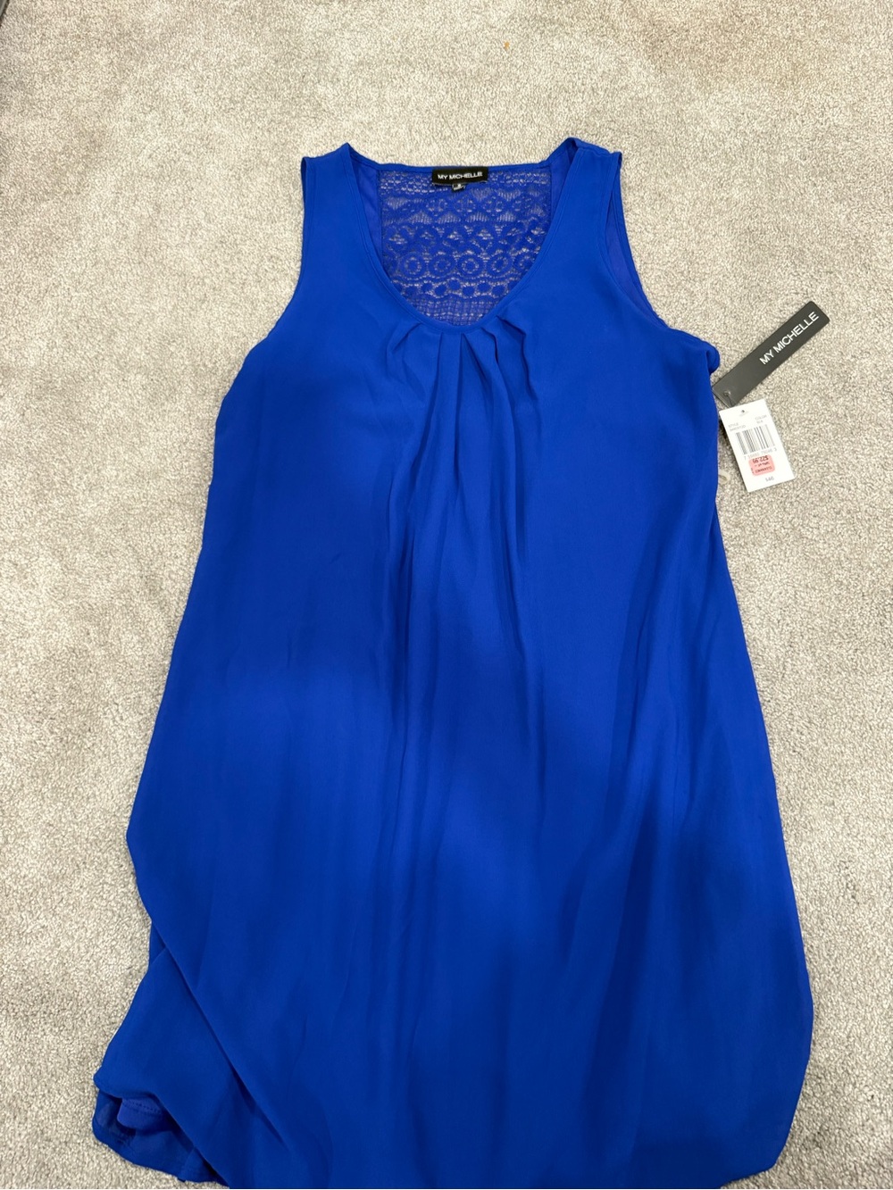 My Michelle Cobalt Blue Lace-Back Tank Top